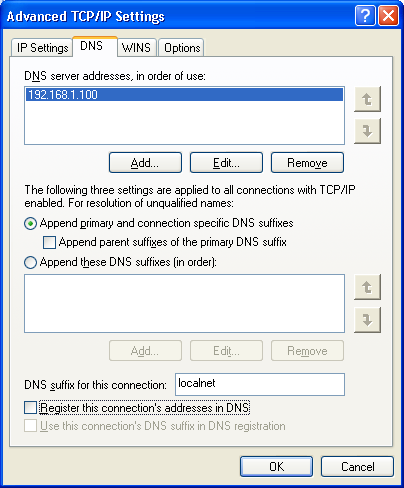 The DNS search list
