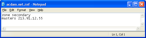 Contents of the zone file